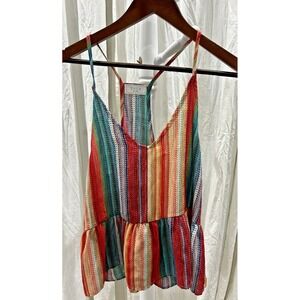 Sage the Label Womens Small Boho Colorful Cami Tank Top Hippie Festival Reggae